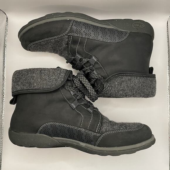 Chaco Women’s Barbury Casual Leather Boots w/ Wool Collar Size 11 J105764 Black - Picture 4 of 8